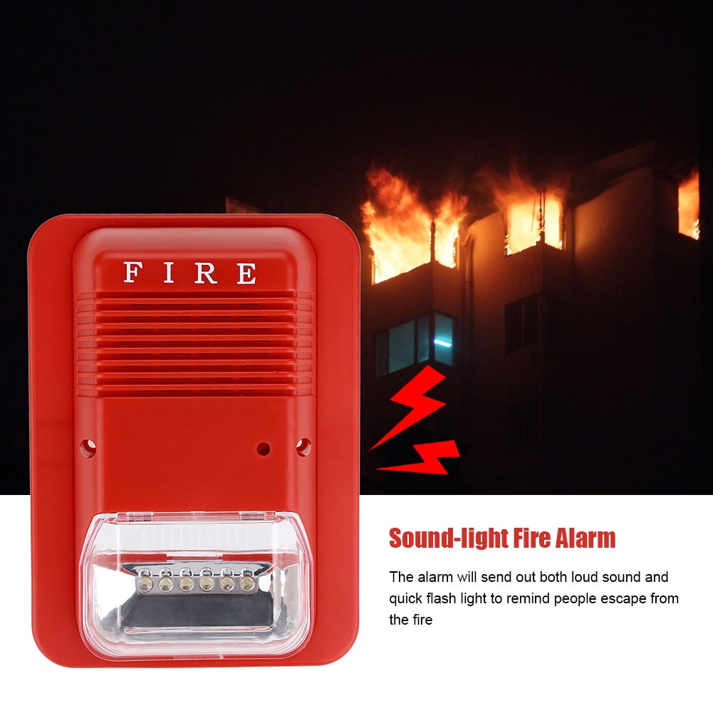 Zerodis Sound & Light Fire Alarm Warning Strobe Horn Alert Safety System Sensor for Home Office Hotel, Light Fire Alarm, Fire Alarm Warning Strobe