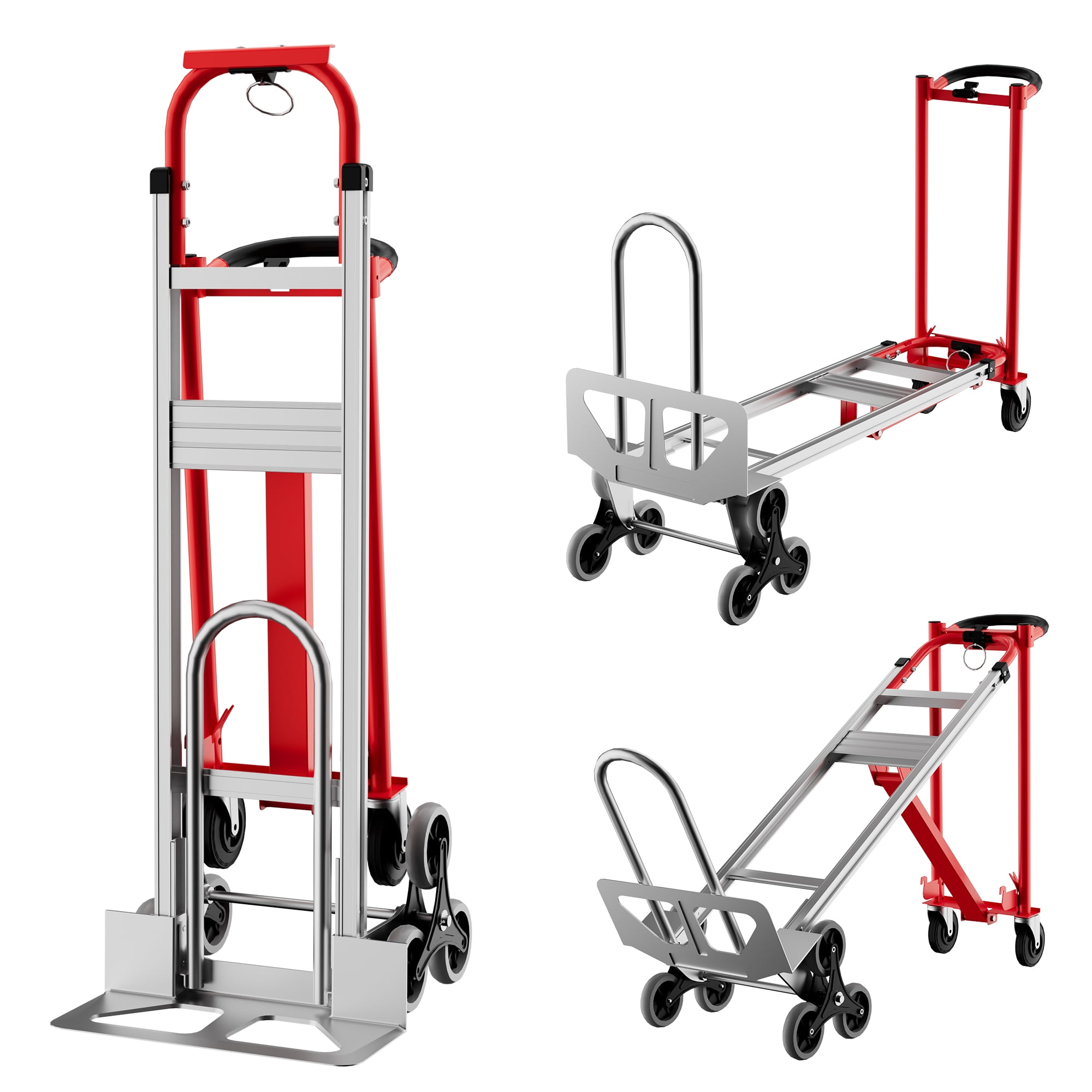 Accreate Aluminum Foldable Hand Truck With Wheels, 3 In 1 Convertible Heavy Duty Dolly Cart, Includes Elastic Straps, 800 Lbs Capacity, Ideal For Moving In Warehouse, Home, Or Supermarket