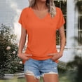 thumbnail image 4 of yillto Women's Casual V Neck T Shirts Summer Cap Short Sleeve Fashion Loose Solid Color Tops Tee, 4 of 7
