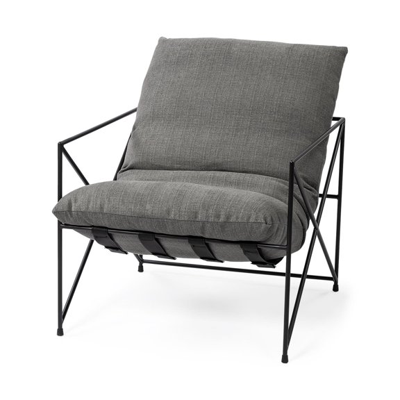 Mercana Leonidas Gray Fabric Wrap Black Metal Frame Accent Chair