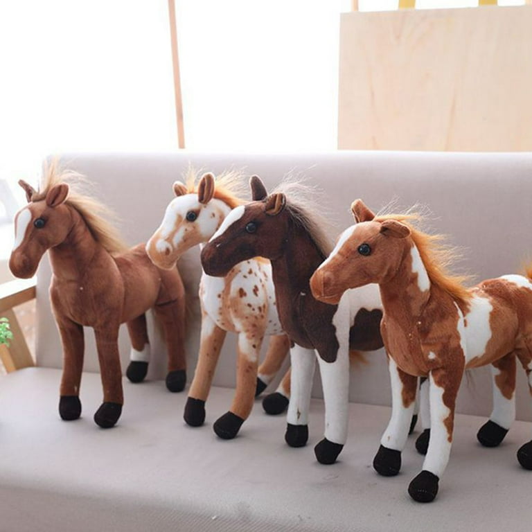 Horse Stuffed Animal Toy Lifelike Horses Plush Pony Doll Home Furnishings Kids Birthday Gifts