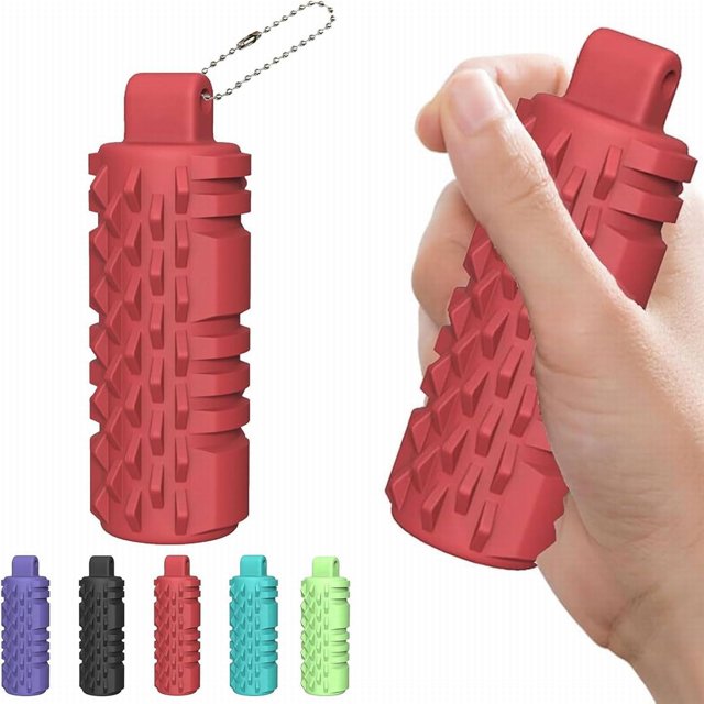 Squishy Toy New Spiky Grip Stim Keychain Calming Keychain For Anxiety Hard Spiky Massage For Stress Reduction And Focus Red