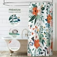 thumbnail image 2 of Shower Curtain Floral Waterproof Weighted Fabric Shower Curtain Set with Hooks, Colorful Boho Orange Pink Flower Shower Curtain, Quick-Drying Shower Curtains for Bathroom, 72x72 Bath Curtain, 2 of 6