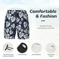 thumbnail image 6 of Picia White Leaves pattern Mens Swim Trunks with Compression Liner Stretch Beach Shorts Quick Dry with Zipper Pockets No-Chafing Board Shorts-X-Large, 6 of 9
