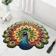 thumbnail image 6 of 40x40cm Crystalline Velvet Quick-Dry Non-Slip Bath Mat with Peacock Design, Unique Shape for Bathroom and Kitchen Decorative Use, 6 of 8