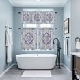 thumbnail image 4 of Bohemian Kitchen Curtains Valances and Tiers Set of 3 Vintage Distressed Light Blue Ethnic Geometric Floral Tier Curtains and Valance with Rod Pocket for Small Windows, 27.5"x36", 4 of 9