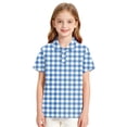 thumbnail image 5 of Polo Shirts for Girls Plaid Print Color Block Button Closure Short Sleeve Loose Fit Casual Tops, 5 of 7