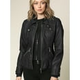 thumbnail image 2 of Made by Johnny Women's Faux Leather Jacket with Hoodie M BLACK, 2 of 7