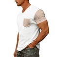 thumbnail image 4 of Fabrcox S-4XL Mens Short Sleeve Shirt Big and Tall V Neck T Shirts for Men Color Block Outdoor Running Mens Summer Shirts with Pocket, 4 of 8