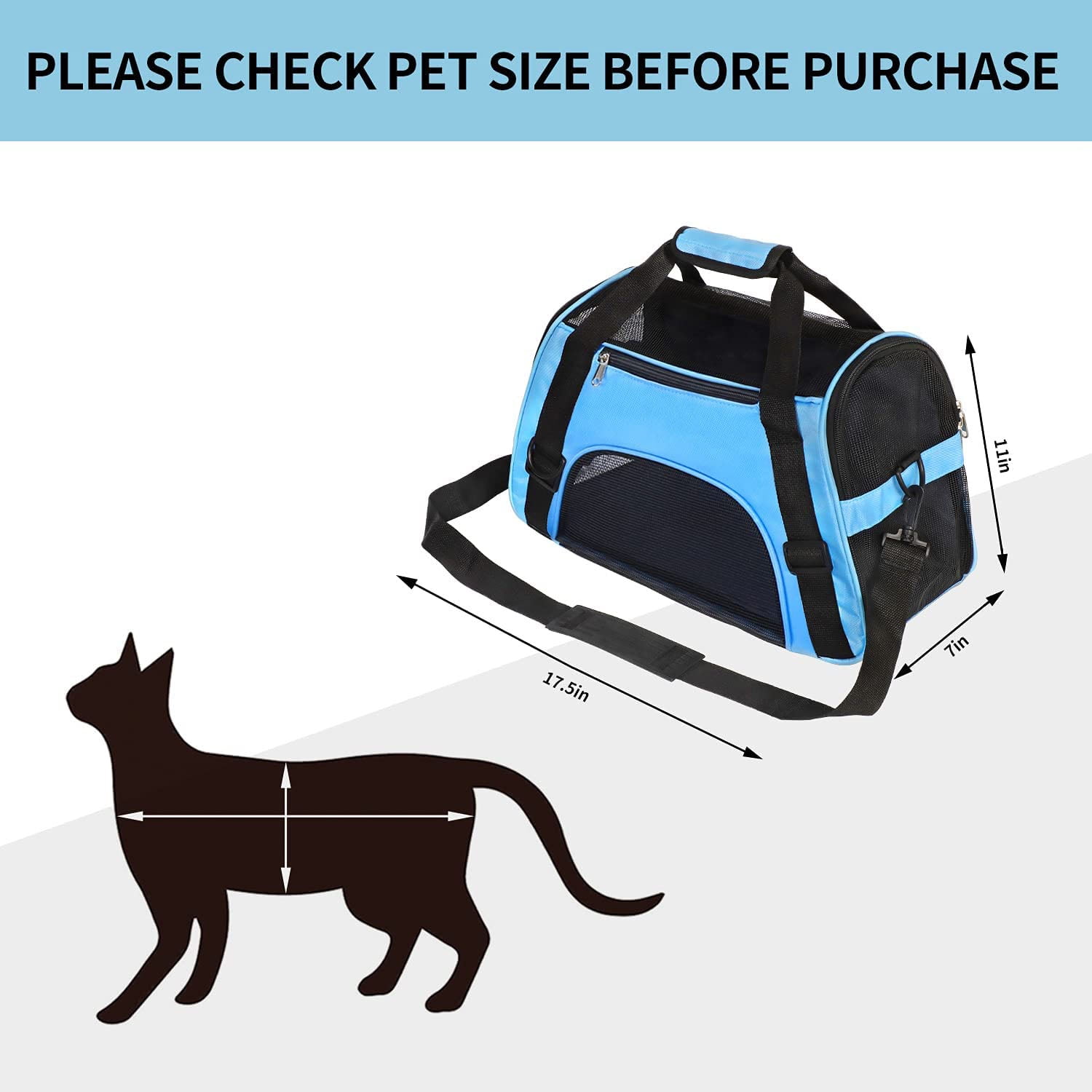 perfrom Pet Carrier Soft Cat Carrier Airline Approved Soft Side Pet Carrier for Cats Small Dogs Travel Carrying Handbag Breathable 4-Windows Design 20.5 x 9.7 x 13 