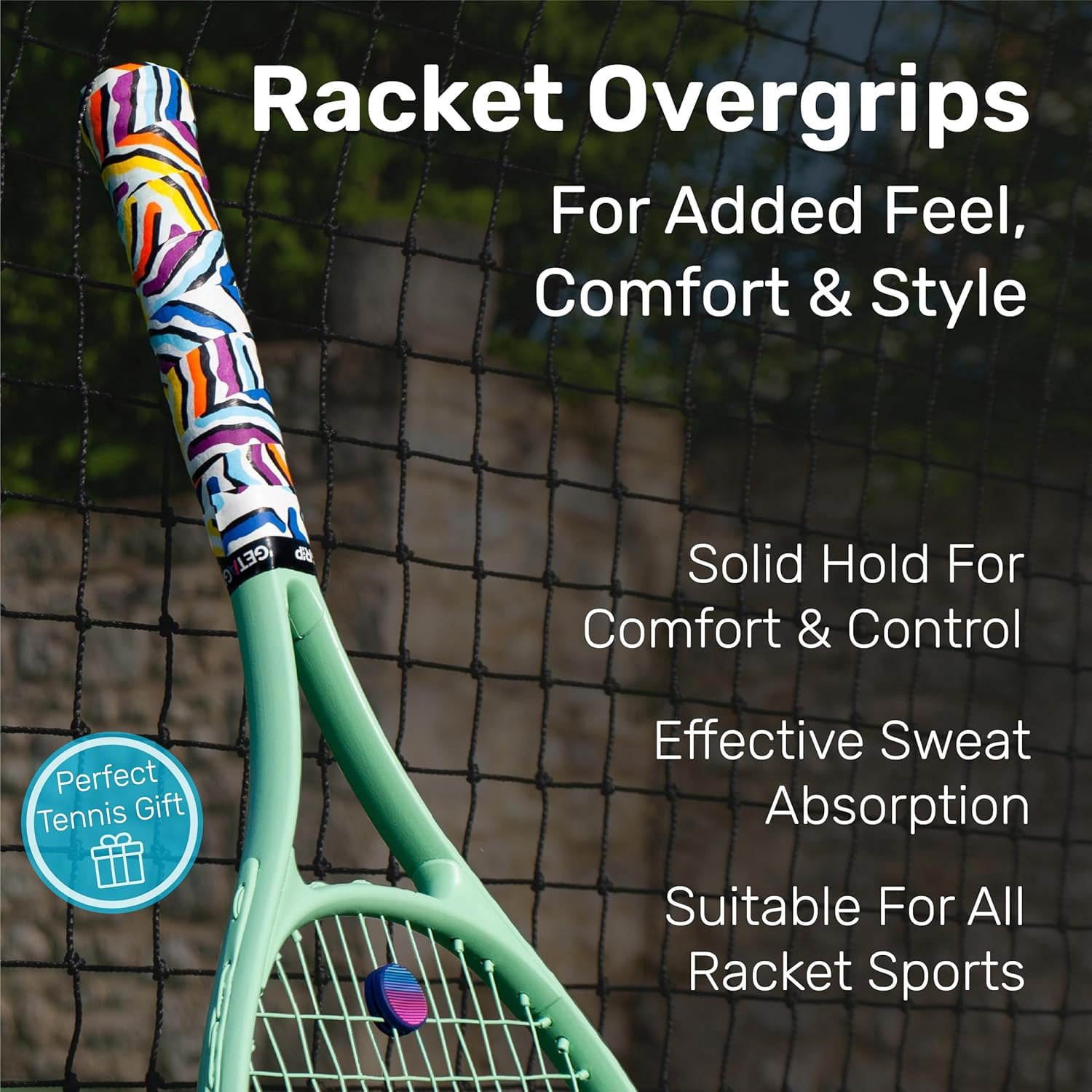 - Custom Tennis Racket Grip Tape - Anti-Slip/Quick-Drying Tennis Overgrips - Precut Badminton Racket Grip with Finishing Tape