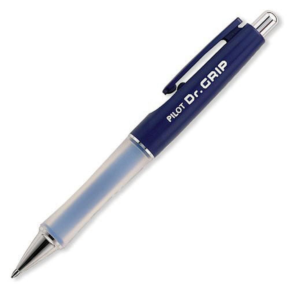 Pilot Dr. Grip Retractable Ballpoint Pen, Medium Point, Navy Barrel with Blue Ink, 3 Pens (36101) with 6 Blue Ink Refill
