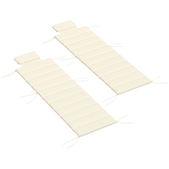 Homiyad Foldable Chaise Lounge Cushion Set of 2, Outdoor Lounge Chair Cushion Set, UPF50 230gsm Olefin, 80" x 26" Cream White