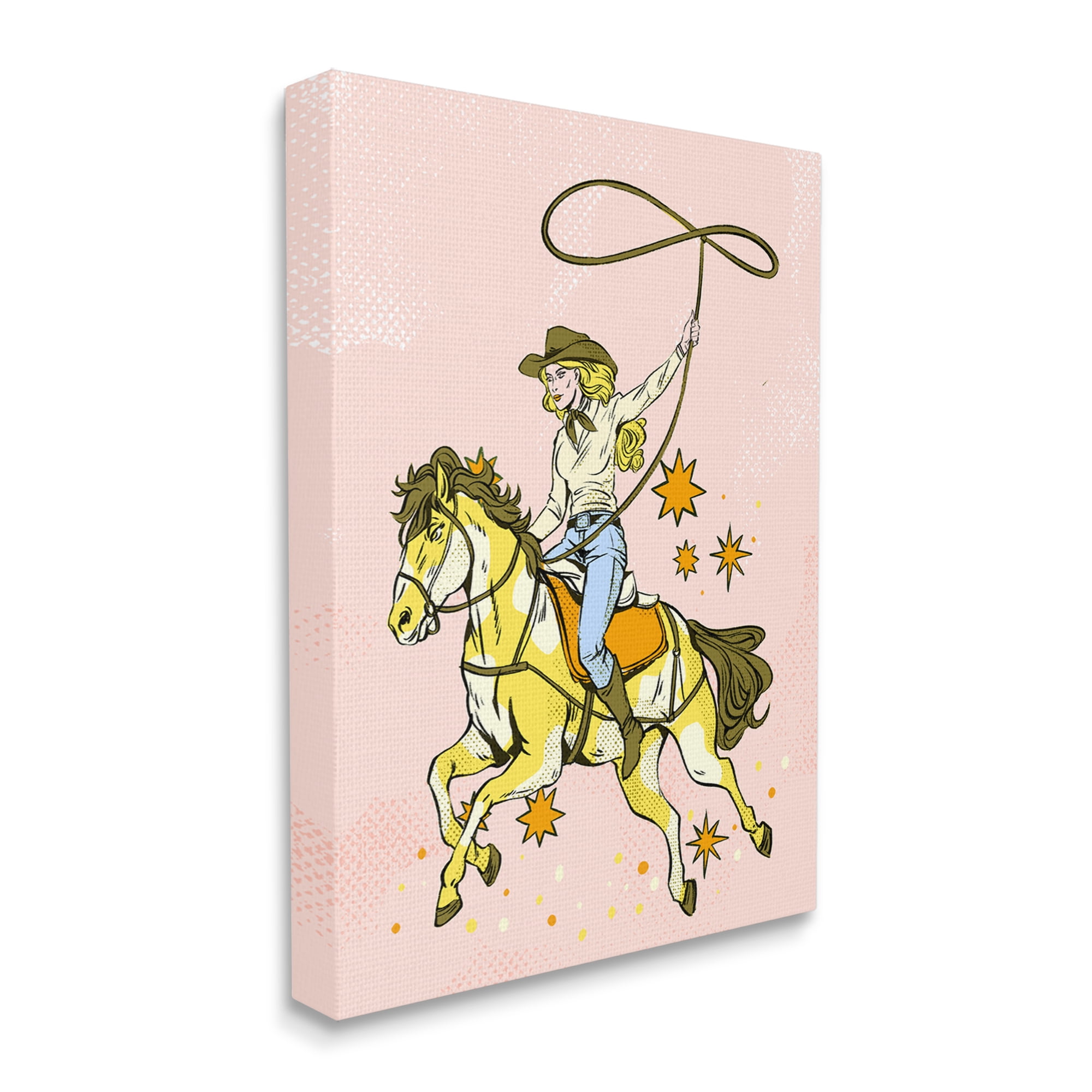 Stupell Industries Cowgirl with Lasso Animals & Insects Painting Gallery Wrapped Canvas Art Print Wall Art, 16 x 20