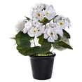 thumbnail image 5 of Artificial Geranium & Begonia Potted Plant White Silk Flowers Faux Decorative Plant Small Fake Pot Plant Indoor Bathroom Desk Shelf Home Outdoor Decor 10.2–16in 1PC, 5 of 9