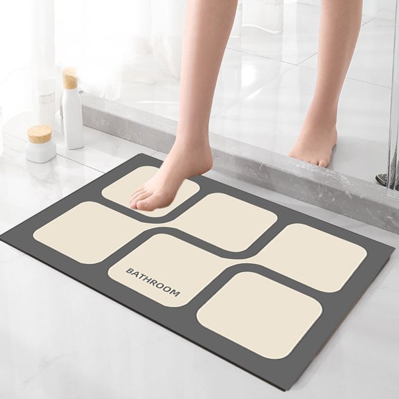 AZXY Bath Mats for Bathroom Floor,Non Slip Bathroom Mat,Bathroom Rugs Clearance,Gray Washable Absorbent Quick Dry Diatomite Bath Mat