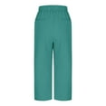 thumbnail image 6 of Lovskoo Capri Pants for Women Linen Summer Solid Color Casual Loose Pockest Elastic Waist Trousers Capris Mint Green, 6 of 7