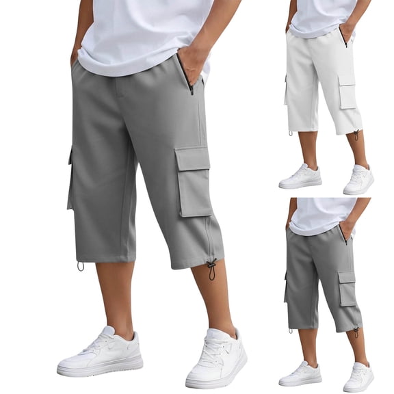 Guluxicc Mens Cargo Shorts Button Bermuda Beach Shorts Regular Fit Solid Color Classic Summer Outdoor Casual Golf Shorts with Zip Pockets