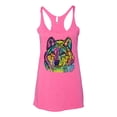 thumbnail image 3 of Colorful Majestic Neon Atric Wolf | Dean Russo Art Animal Lover Tri-Blend Racerback Sleeveless Top, Vintage Pink, L, 3 of 5