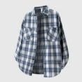 thumbnail image 2 of UVEASISHA Plaid Shirts for Men Long Sleeve Button Down Shirt Regular Fit Casual Business Work Shirts Fall Lightweight Shacket with Pockets Blue 4XL, 2 of 4