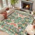 thumbnail image 4 of FairOnly Green 10'x13'Pastoral Machine Washable Rug Modern Farmhouse Non Slip Low Pile Carpet for Kitchens Living Rooms & High-Traffic Spaces,Beige, 4 of 7