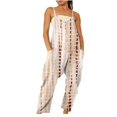 thumbnail image 2 of Usmixi Womens Jumpsuits Wide Leg Loose Overalls Spaghetti Strap Jumpsuits with Pocket Casual Tie-Dye V-Neck Sleeveless Long Summer Rompers Beige l, 2 of 6