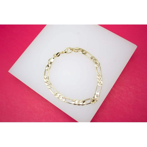 18K Gold Filled Figaro 5mm Chain Bracelet (I254)