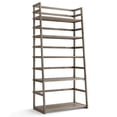 thumbnail image 1 of Simpli Home Acadian Wood 63" x 30" Transitional Ladder Shelf Bookcase in Gray, 1 of 15