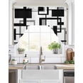 thumbnail image 2 of Black Grey Geometric Swag Valance for Windows 56'' x 36'', Modern Abstract Art White Light Filtering Kitchen Curtains Valances for Bathroom/Living Room/Bedroom/Café, Rod Pocket Curtain Panel, 2 of 6