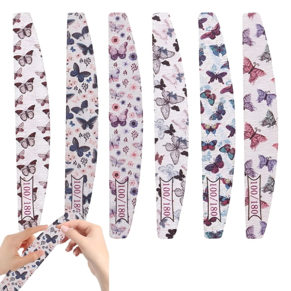 LAMIRO Set of 6 nail files, grit 100/180 and buffer, Multicolor