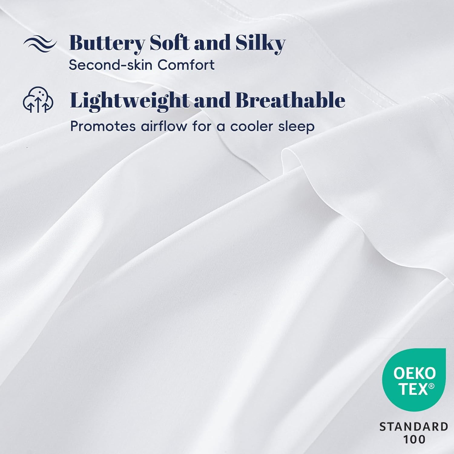 6PCS 100% Rayon Derived from Bamboo_ Sheets Set King Size, Cooling Sheets for Hot Sleepers, Wider Elastic Band & 16" Deep Pocket, Luxury Silky Soft Breathable Bedding Set & Pillowcase, Cream White