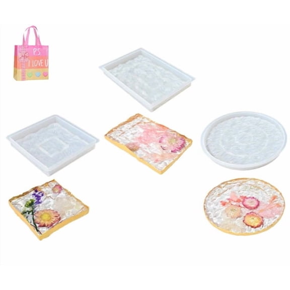 Silicone Mold for Epoxy Resin Coasters, DIY Coaster Making Kit - for Concrete, Gypsum, Jewelry & Display Trays(XX-3PCS)