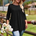 thumbnail image 4 of Débardeurs Amples Grande Taille pour Femmes Imprimés Manches 3/4 Col Rond Blouse Décontractée Été, Tuniques à Manches Longues Grande Taille pour Femmes, 4 of 6