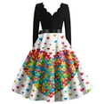 thumbnail image 3 of Fgvctg Valentine's Day Womens Dresses Love Heart Graphic Cocktail Dresses Vintage V Neck 50's Dress Long Sleeve Dressy Sweet Clothes Multicolor 3XL, 3 of 3