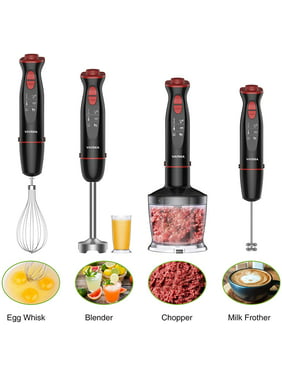 Vavsea Immersion Hand Blender, 12-Speed Multi-Function Handheld Stick Blender with Stainless Steel Blades, Chopper, Beaker, 600, Whisk and Milk Frother for Baby Food/Smoothies/Puree, BPA Free