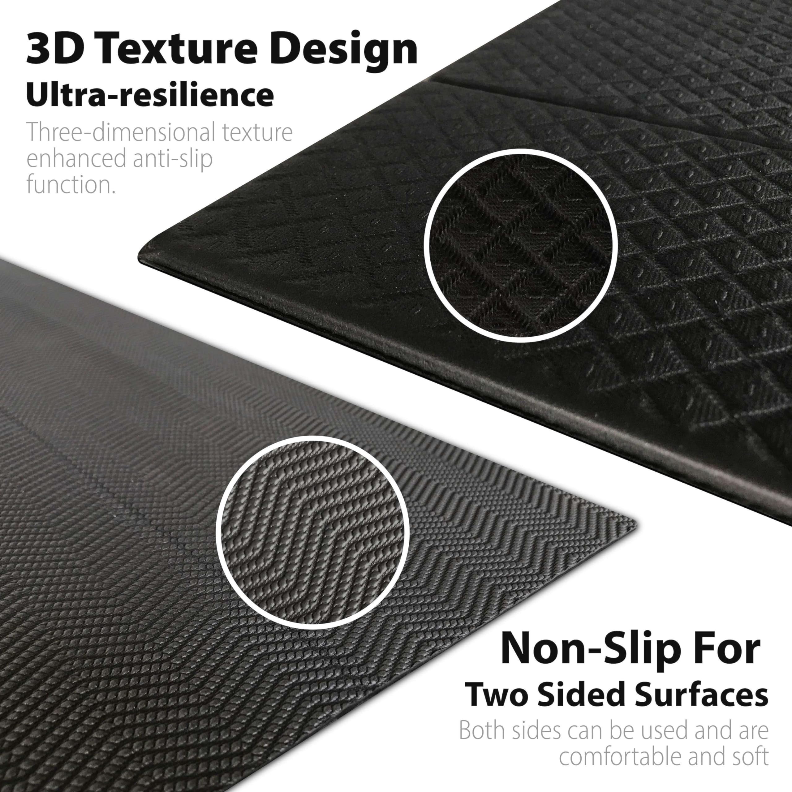 Foldable Yoga Exercise Mat Black 24" x 72" x 1/4" for Pilates Home Workouts Floor Exercises
