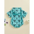 thumbnail image 4 of Coduop Baby Boys Summer Jumpsuit Bull Head Print Short Sleeve Hooded Romper for Newborn Infant, 4 of 8