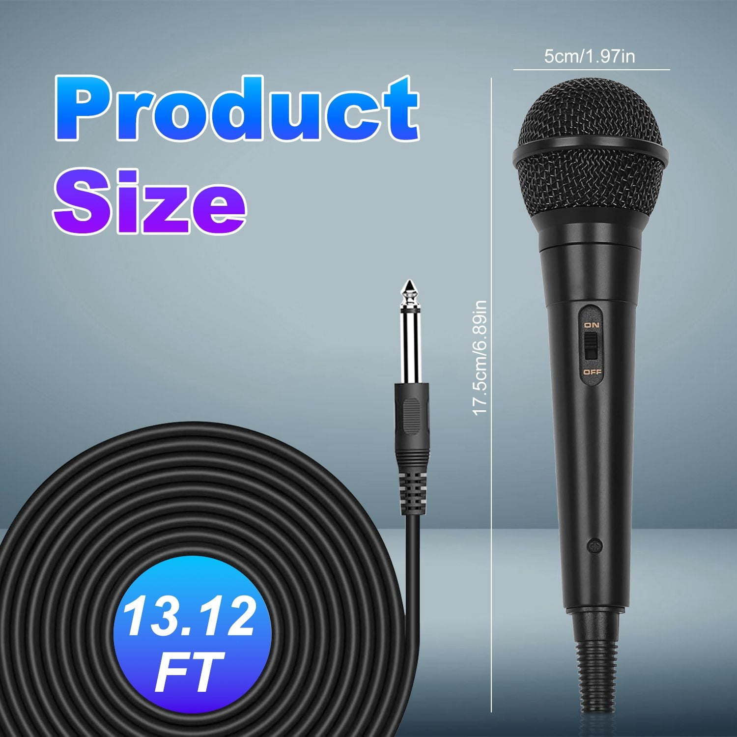 Handheld Wired Microphone Cardioid Dynamic Vocal Mic with On/Off Switch 13ft Cable 6.35 mm Jack for Speaker Karaoke Ampilifier Mixer Professional Studio & Live Performance