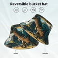 thumbnail image 3 of Vsdgher Cute Green Dinosaur Blue Sky Print Bucket Hat for Men&Women Bucket Hat Reversible Summer Double-Side-Wear Travel Gardening, Beach, Camping, Hiking, Fishing Cap, 3 of 5