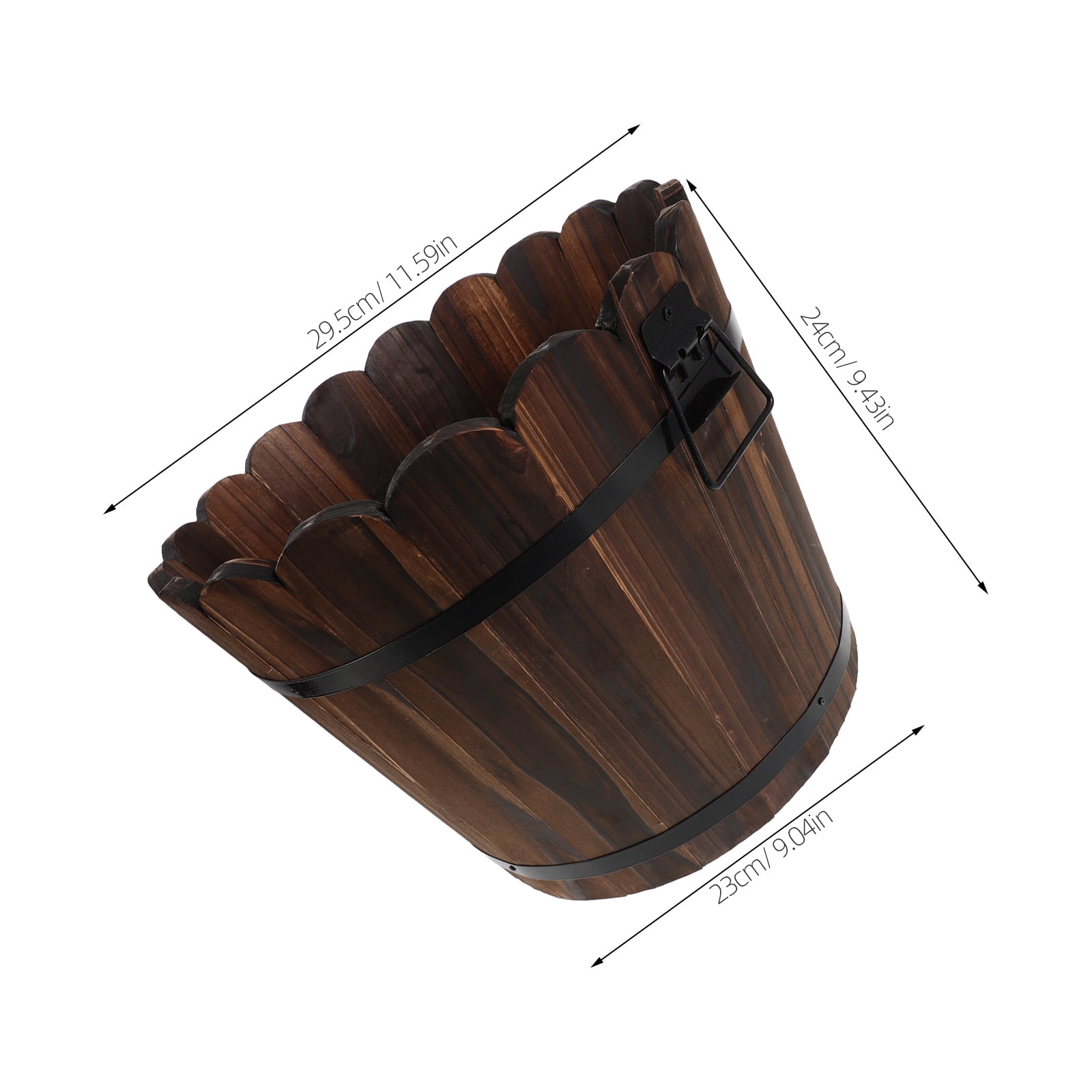 UPOUART Rustic Solid Wood Flower Bucket Planter Pot in Coffee Color for Indoor Gardening and Home Decor
