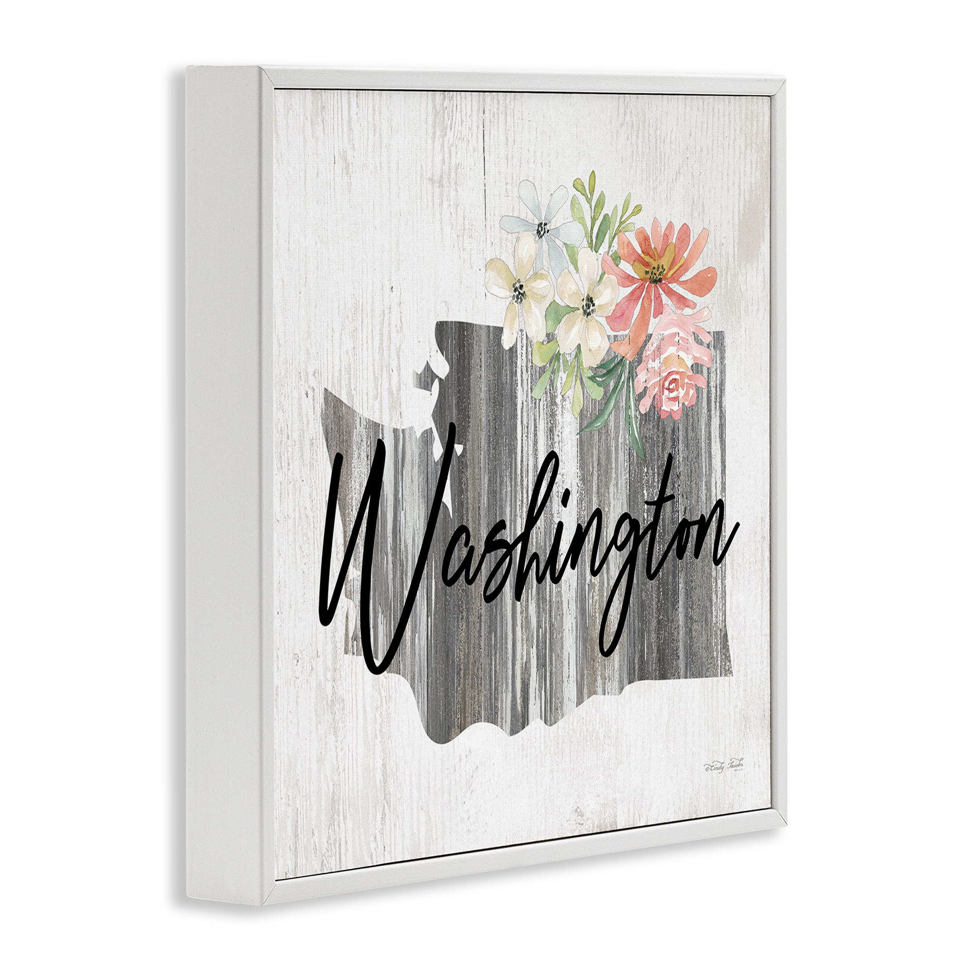Stupell Industries Shabby Chic Washington Botanical & Floral Painting White Framed Art Print Wall Art, 12 x 12