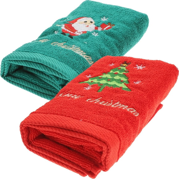 EeaseMX 2 toallas de algodón bordadas delicadas para regalo de Navidad.
