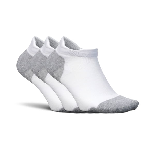 Feetures Elite Max Cushion No Show Tab - Running Socks for Men & Women - Athletic Compression Socks - Moisture Wicking - S, New White-3Pair