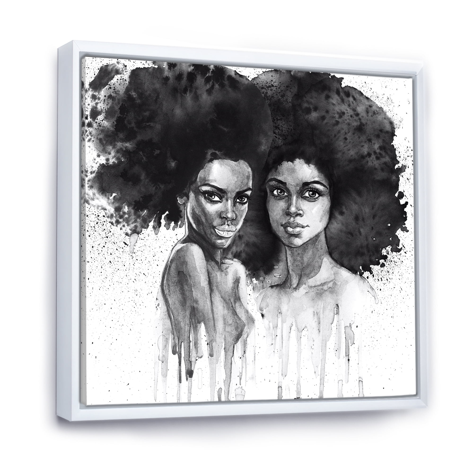 Designart 'Portrait of Afro American Woman XI' Modern Framed Canvas Wall Art Print