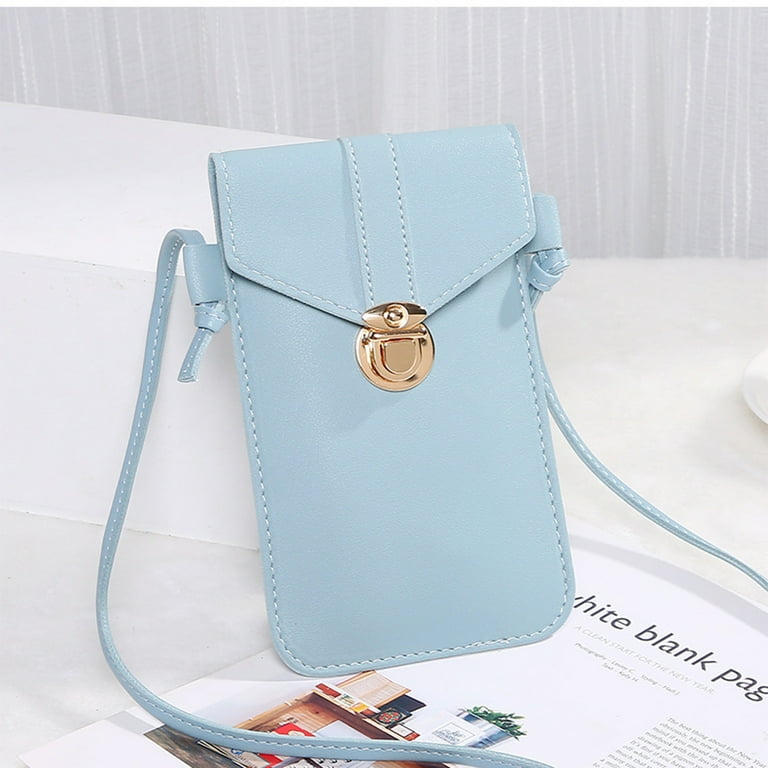 Touchable PU Leather Change Bag Crossbody Phone Bag Touch Screen Phone Bag Clear Window Crossbody Bag with Card Slots Multifunctional Phone Pouch