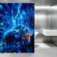 thumbnail image 2 of Erosebridal Sports Car Shower Curtain 72Wx78L, Neon Speed Bath Curtain, Blue Cyan, 2 of 5