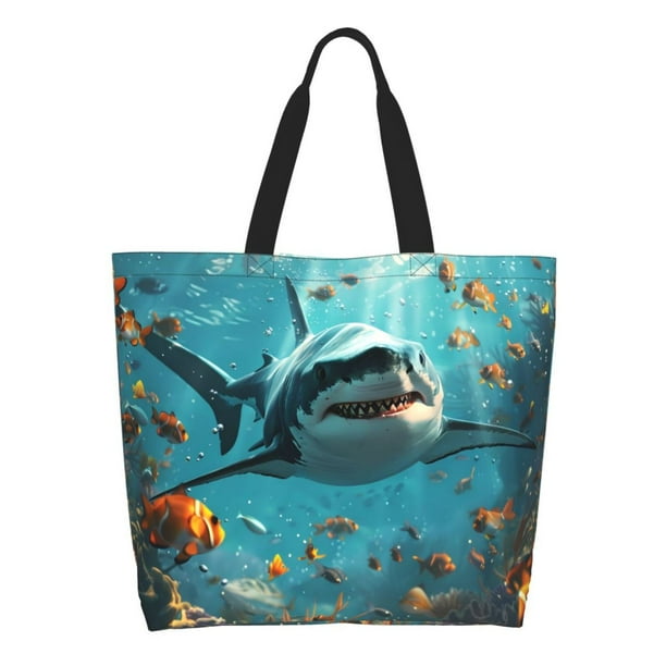 Easygdp Realistic Ocean Shark Bolsas Tote para Mujer, Bolsos de Hombro para Viaje, Bolsos de Mano de Gran Capacidad para Compras y Trabajo