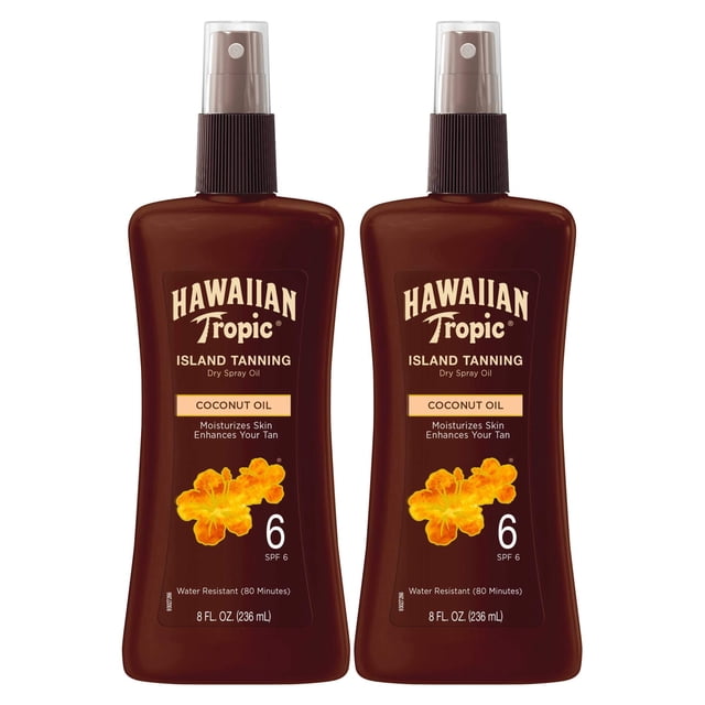 Protector solar Hawaiian Tropic Island, aceite bronceador SPF 6, 240 ml x2