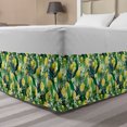 thumbnail image 1 of Nature Bed Skirt, Tropical Plants with Large Evergreen Leaf Lemon Botany Palm Jungle Graphic, Elastic Bedskirt Dust Ruffle Wrap Around for Bedding Decor, 4 Sizes, Yellow Forest Green, by Ambesonne, 1 of 2