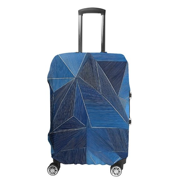 Luggage Bag Cover Is Durable And Washable It Has Double Stitching On All Sides There Are Two Openings On The Top For Travel Small Blue Geometric Lines_3